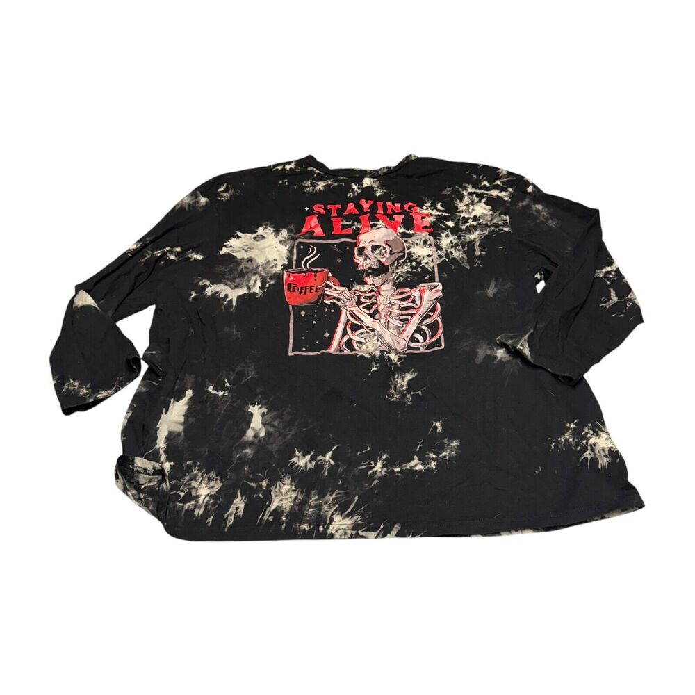 SHEIN T-Shirt Women 3XL Multicolor Acid Washed Staying Alive Graphic Pullover - Picture 1 of 7